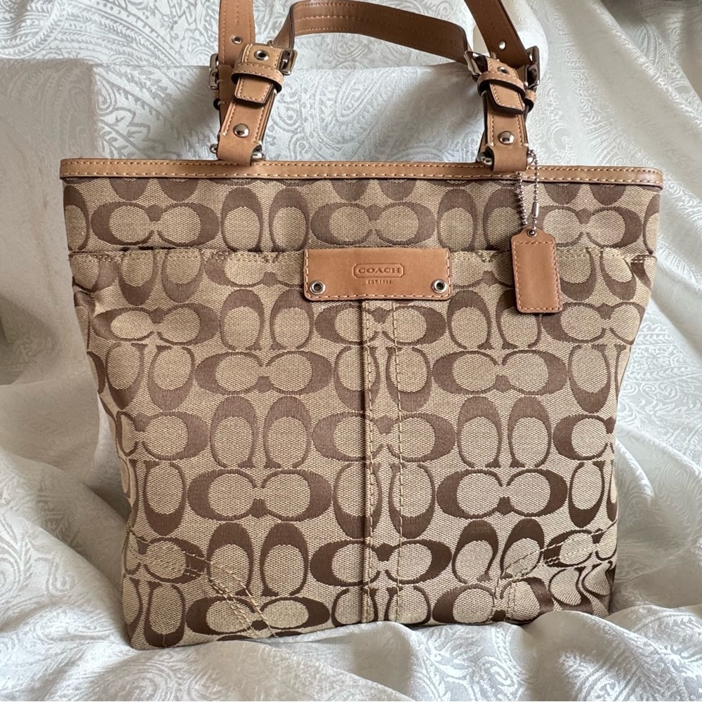 Coach Hampton Signature Leather Tote